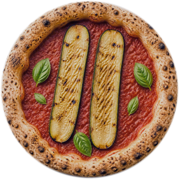 Pizza vegetariana de courgette assada com tomate e manjericão